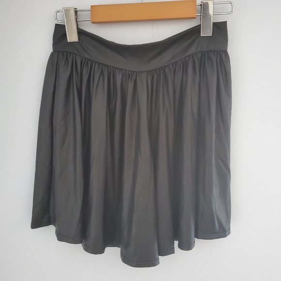 Seduction Faux Leather-Like Flared Mini Skirt, Black, S - Picture 2 of 6